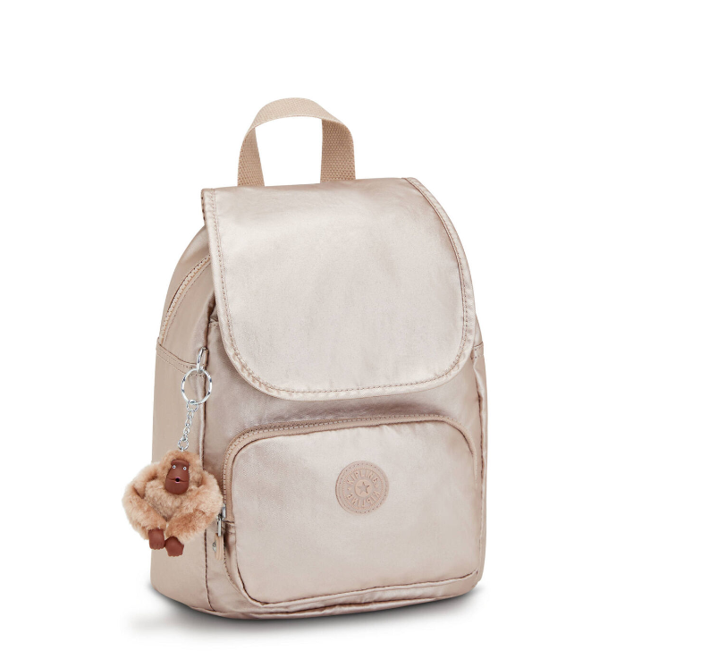 Kipling Marigold Metallic Small Backpack Quartz Metallic